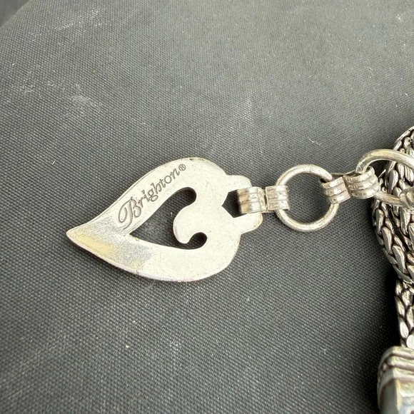 Vintage Brighton Scroll Heart Herringbone Silver Chain Belt Women's Medium - Picture 4 of 8